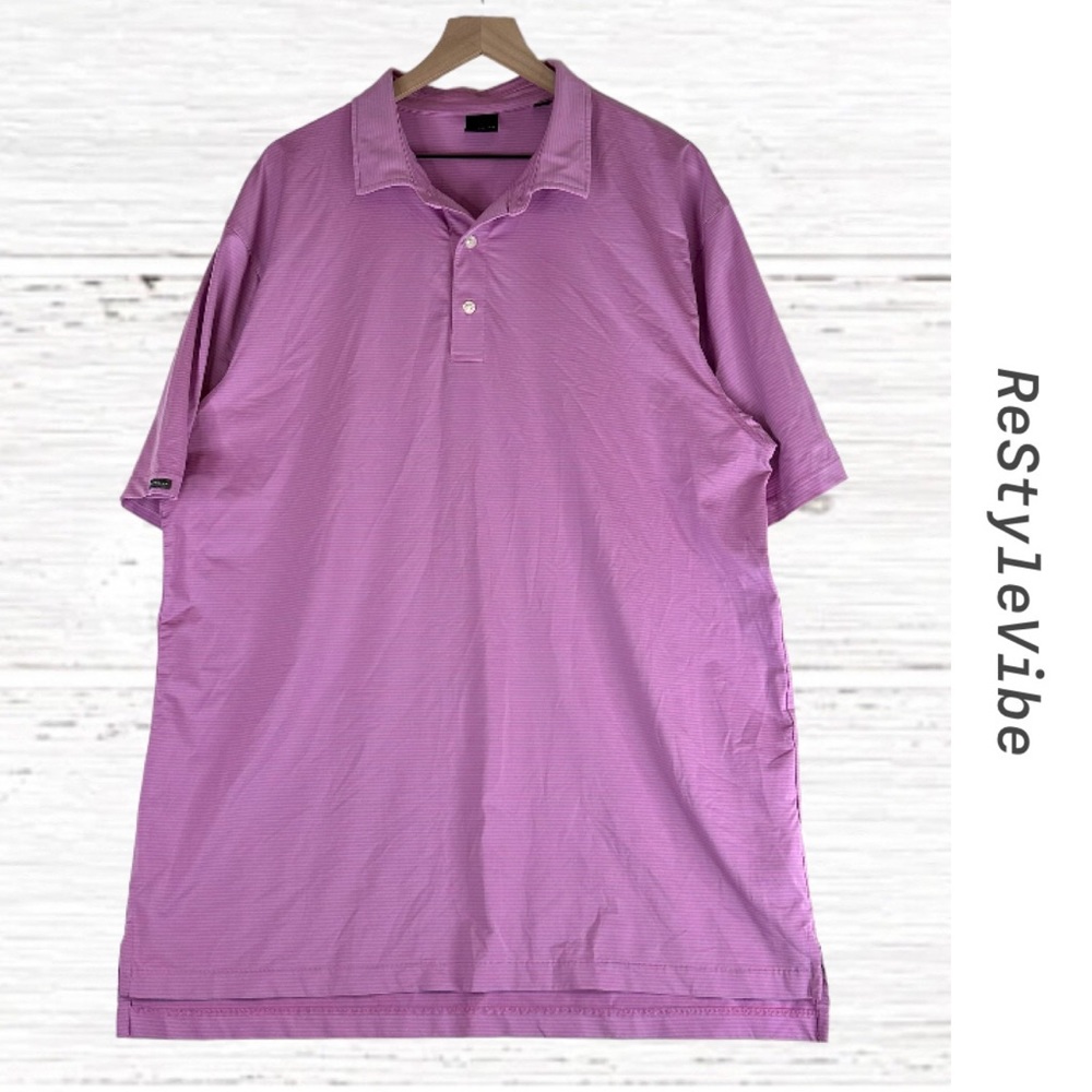DUNNING GOLF Men’s Size XXL Shirt Polo Golf Short Sleeve Striped Stretch